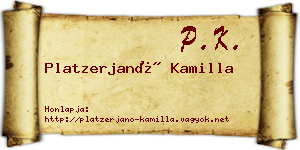 Platzerjanó Kamilla névjegykártya